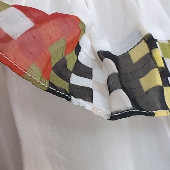 Vintage Dainty Colorful Checked 💯 Silk Blouse S - Picture 6 of 7